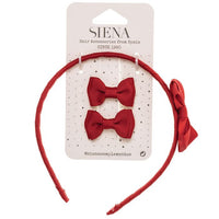 Set 2 Mini Fiocchi e Cerchietto con Fiocco in Grosgrain Siena
