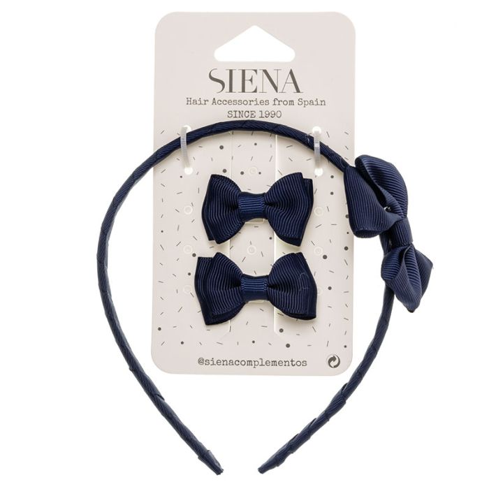 Set 2 Mini Fiocchi e Cerchietto con Fiocco in Grosgrain Siena
