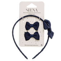 Set 2 Mini Fiocchi e Cerchietto con Fiocco in Grosgrain Siena
