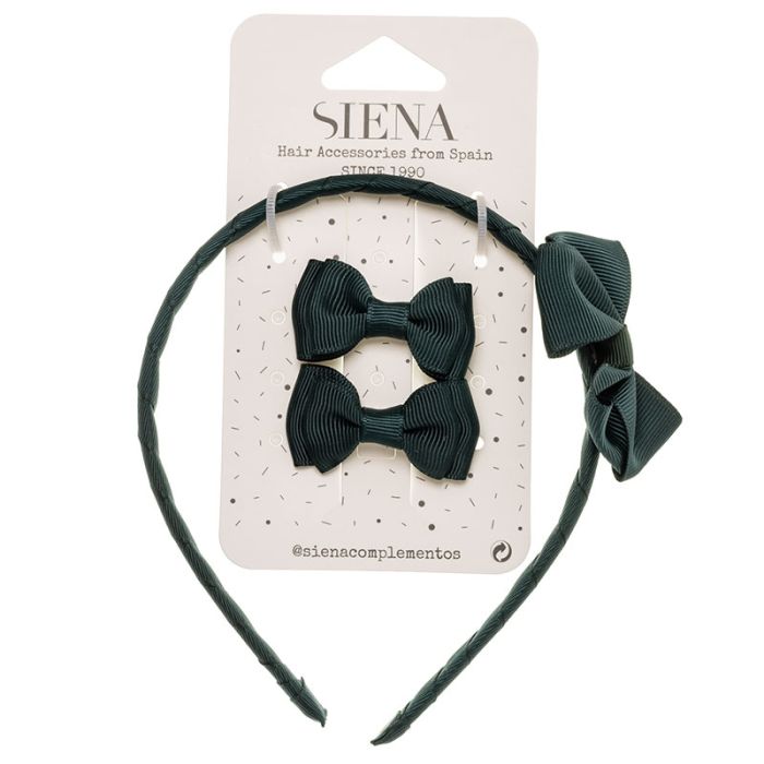 Set 2 Mini Fiocchi e Cerchietto con Fiocco in Grosgrain Siena