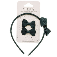 Set 2 Mini Fiocchi e Cerchietto con Fiocco in Grosgrain Siena