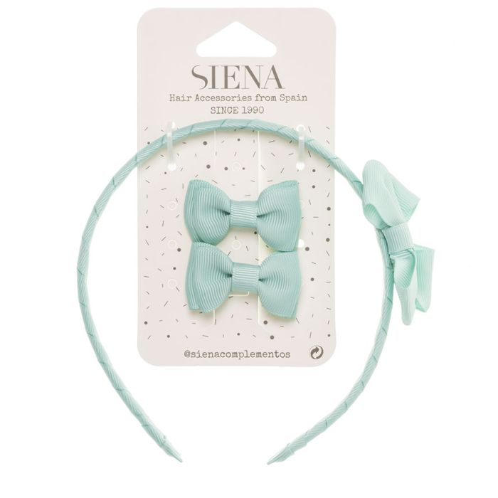 Set 2 Mini Fiocchi e Cerchietto con Fiocco in Grosgrain Siena