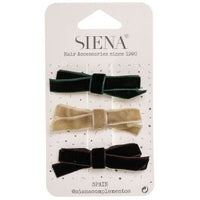Pacchetto di 3 Mollette con Fiocchi di Velluto Siena Colori Assortiti - Bambina