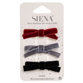 Pacchetto di 3 Mollette con Fiocchi di Velluto Siena Colori Assortiti - Bambina