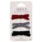 Pacchetto di 3 Mollette con Fiocchi di Velluto Siena Colori Assortiti - Bambina