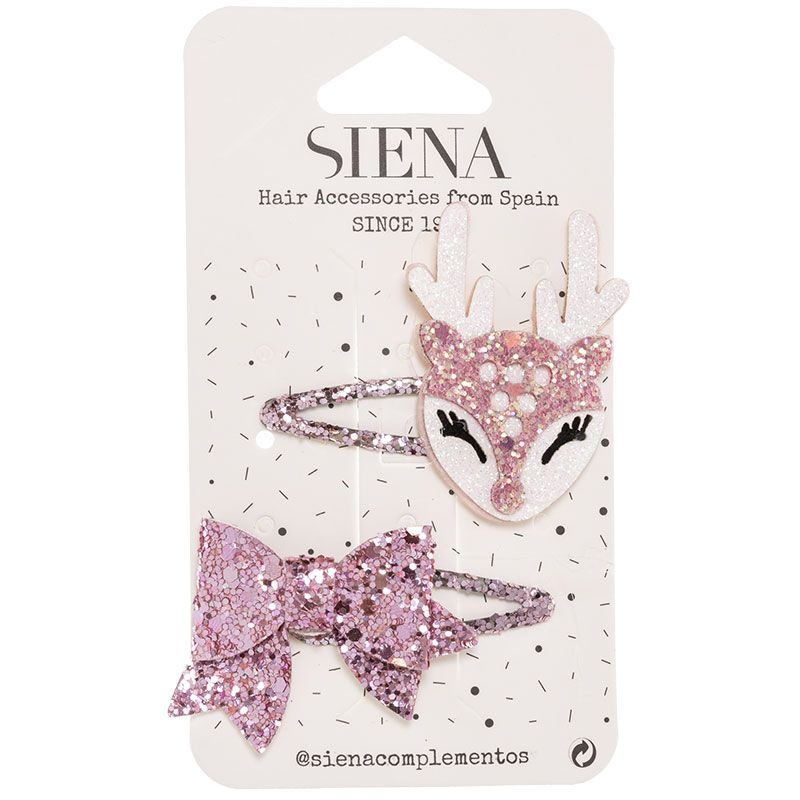 Set Mollette Glitter con Cerbiatto e Fiocco Siena