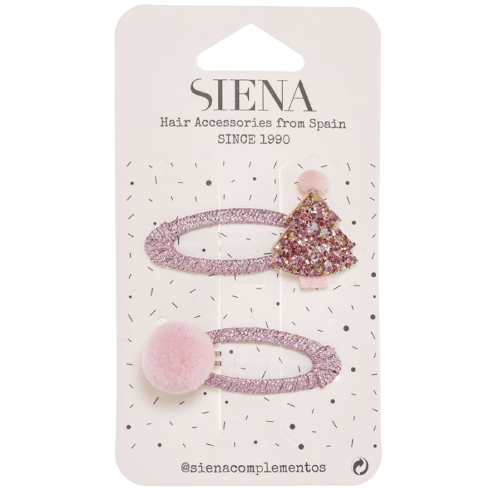 Set Mollette Glitter di Natale con Abete Rosa e Pompon Siena