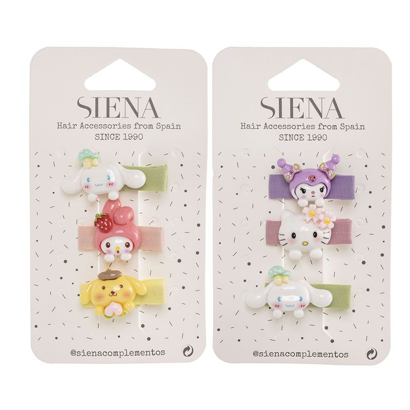 Confezione da 3 Fermagli per Capelli con Personaggi Kawaii Siena
