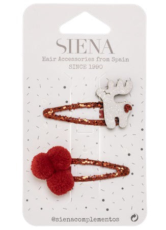 PACCHETTO DI MOLLETTE CON RENNA DI NATALE POM-POM SIENA