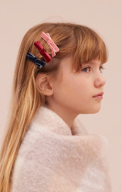 PACCHETTO DI 3 MOLLETTE CON FIOCCHI DI VELLUTO SIENA COLORI ASSORTITI