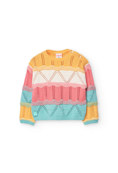 Maglione lavorato a maglia per bambina multicolor