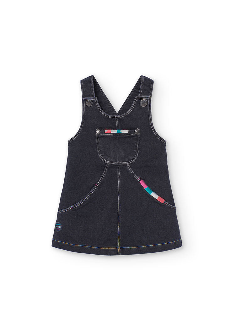 Salopette Nera in Denim Boboli- Bambina