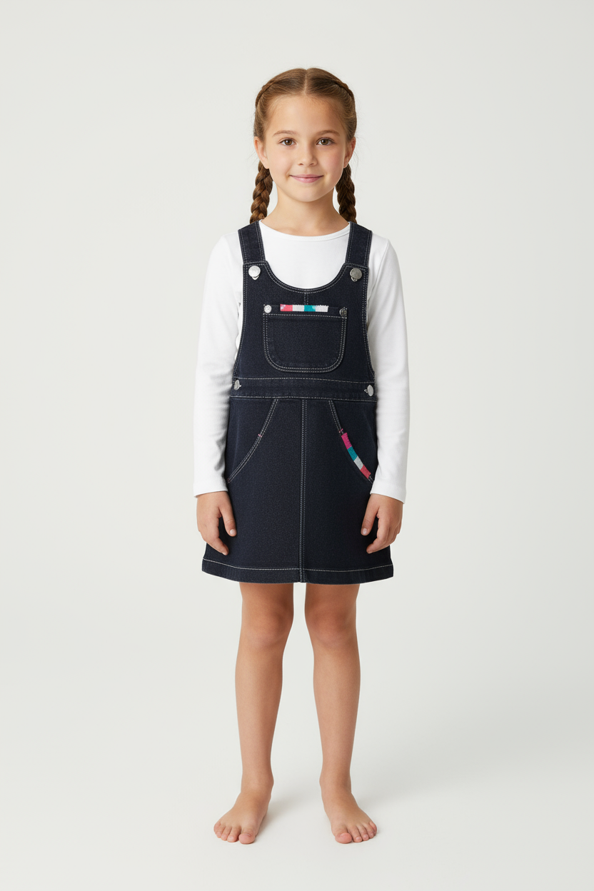 Vestito bretelline denim per neonati -BCI