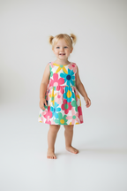 Vestito per bambina con stampa floreale multicolore
