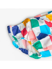 Abito a Maglia Combinato per Bebè Femmina con Motivo a Quadri di Colore Bianco B