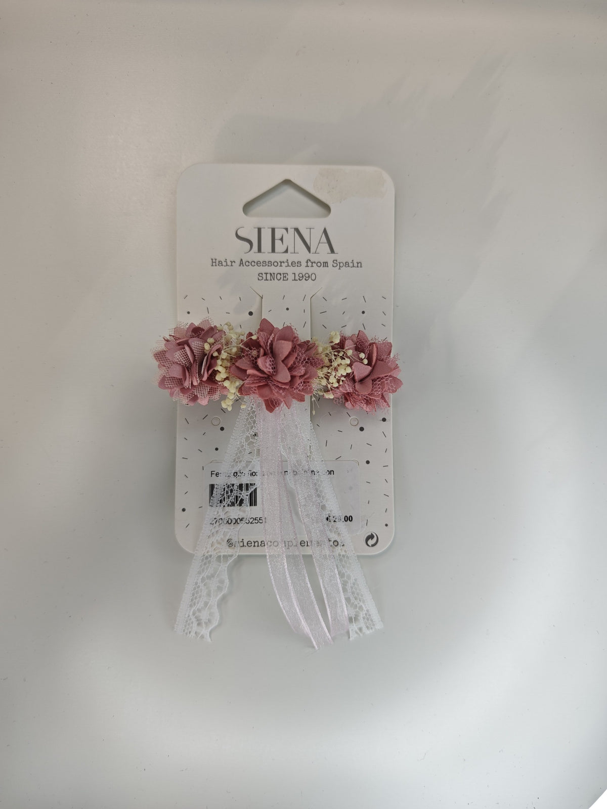 Fermaglio Fiori Zoe e Nebbiolina con Nastri Siena