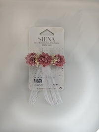 Fermaglio Fiori Zoe e Nebbiolina con Nastri Siena