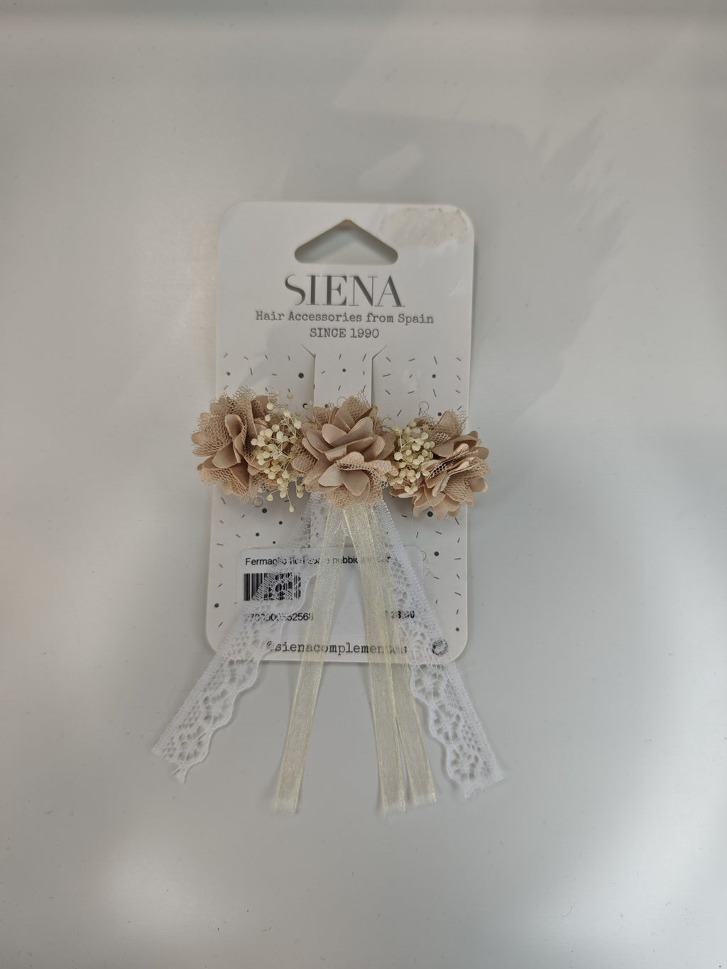 Fermaglio Fiori Zoe e Nebbiolina con Nastri Siena