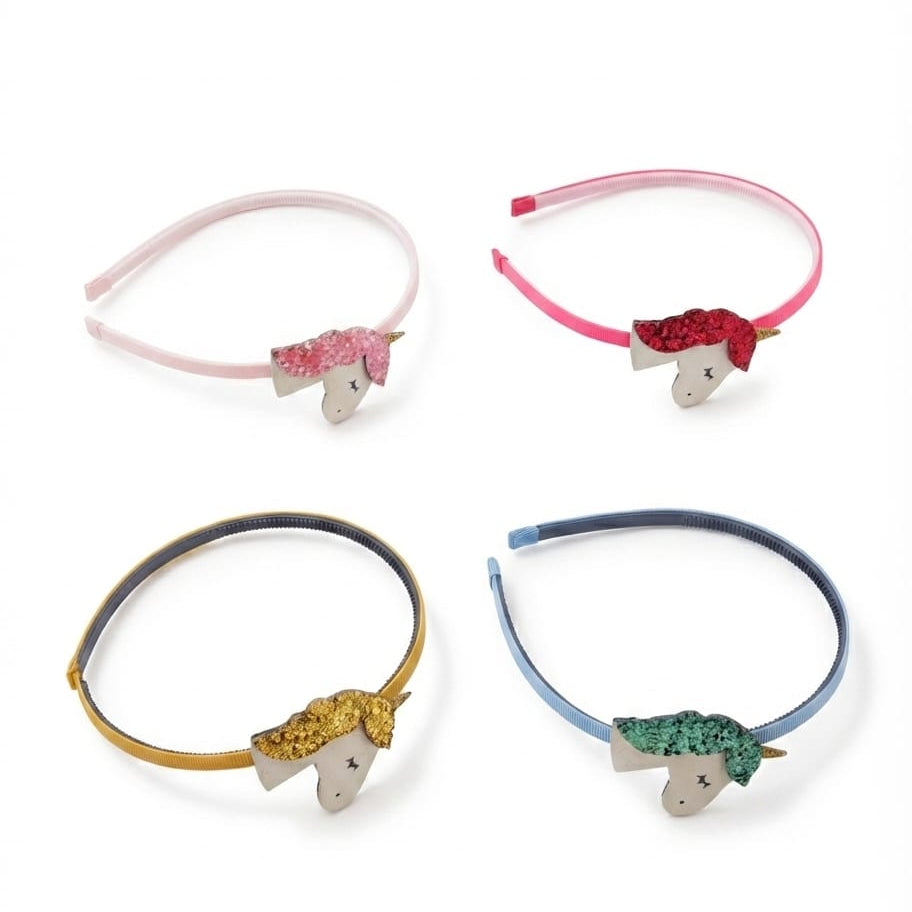Cerchietto in Grosgrain con Unicorno Glitterato Siena colori assortiti
