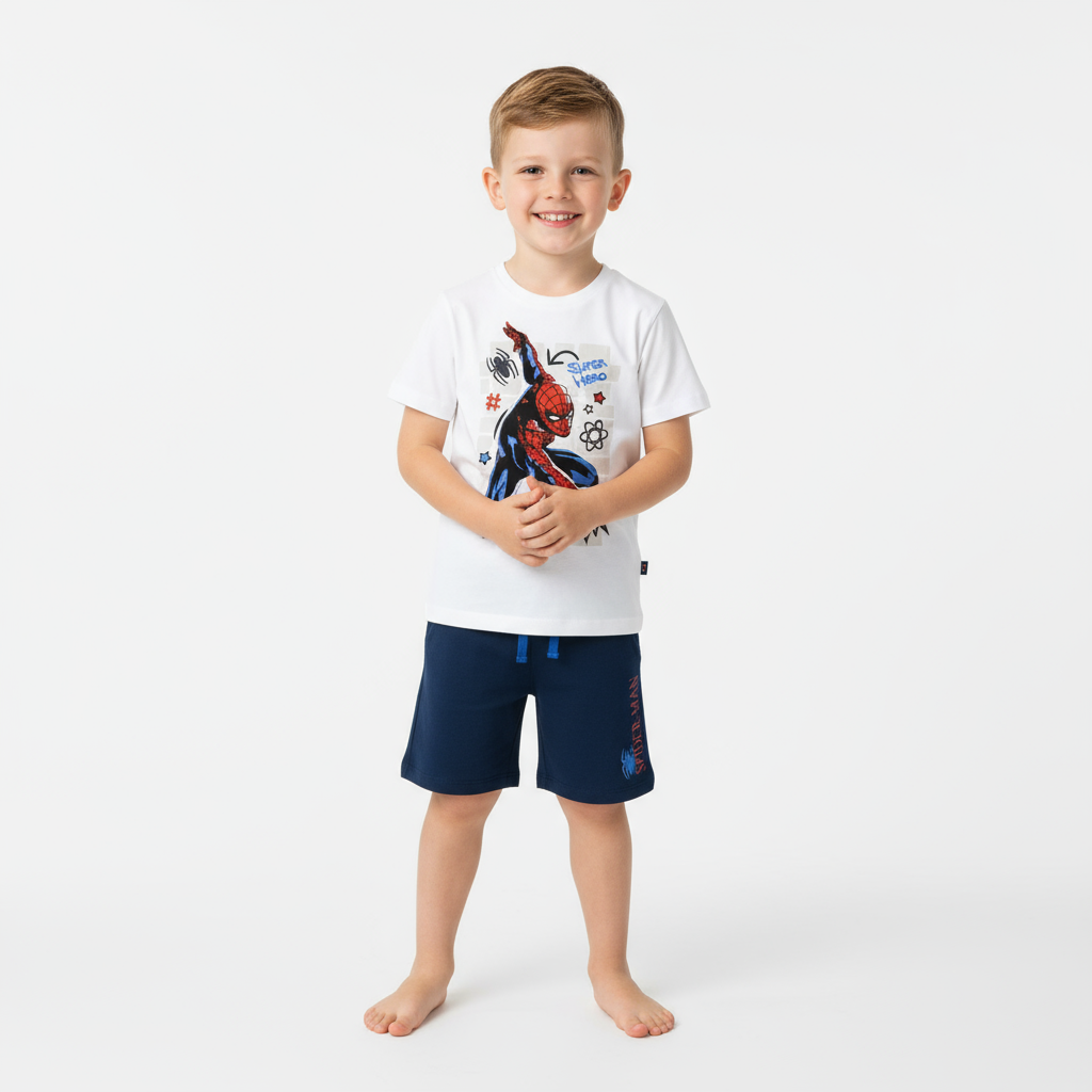 Completo estivo 2 pezzi in french terry spiderman