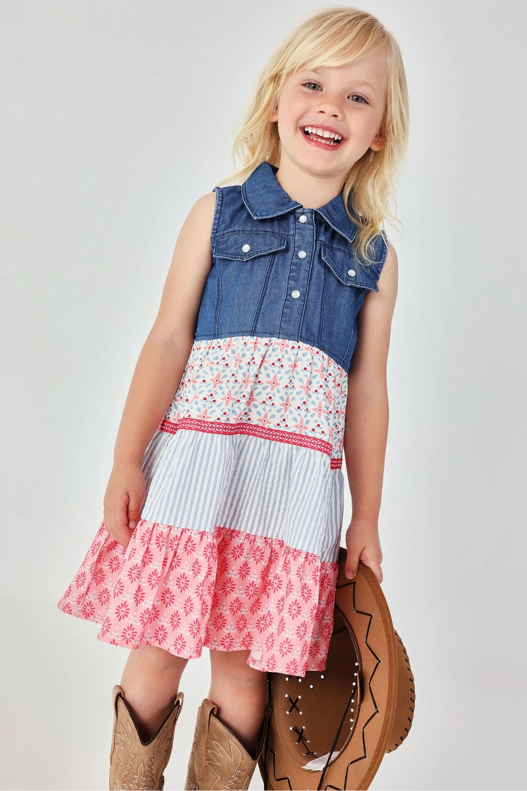 Vestito Denim Combinato per Ragazza Boboli