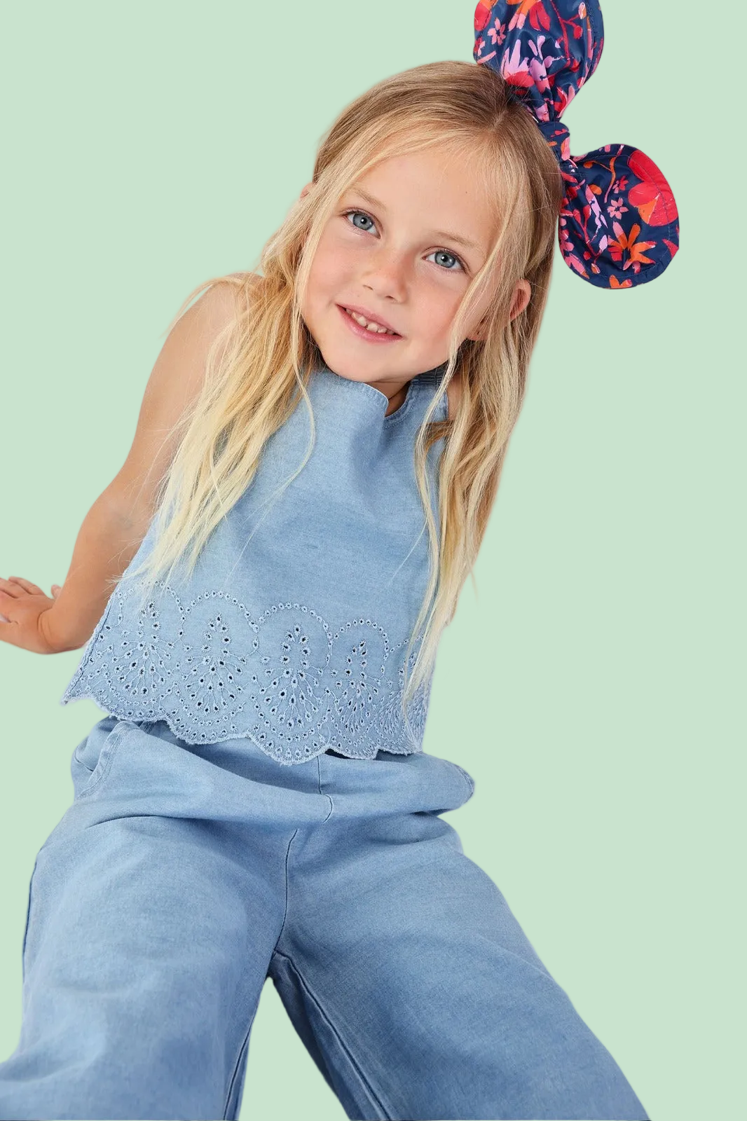 TOP DENIM RICAMO PER RAGAZZA -BCI