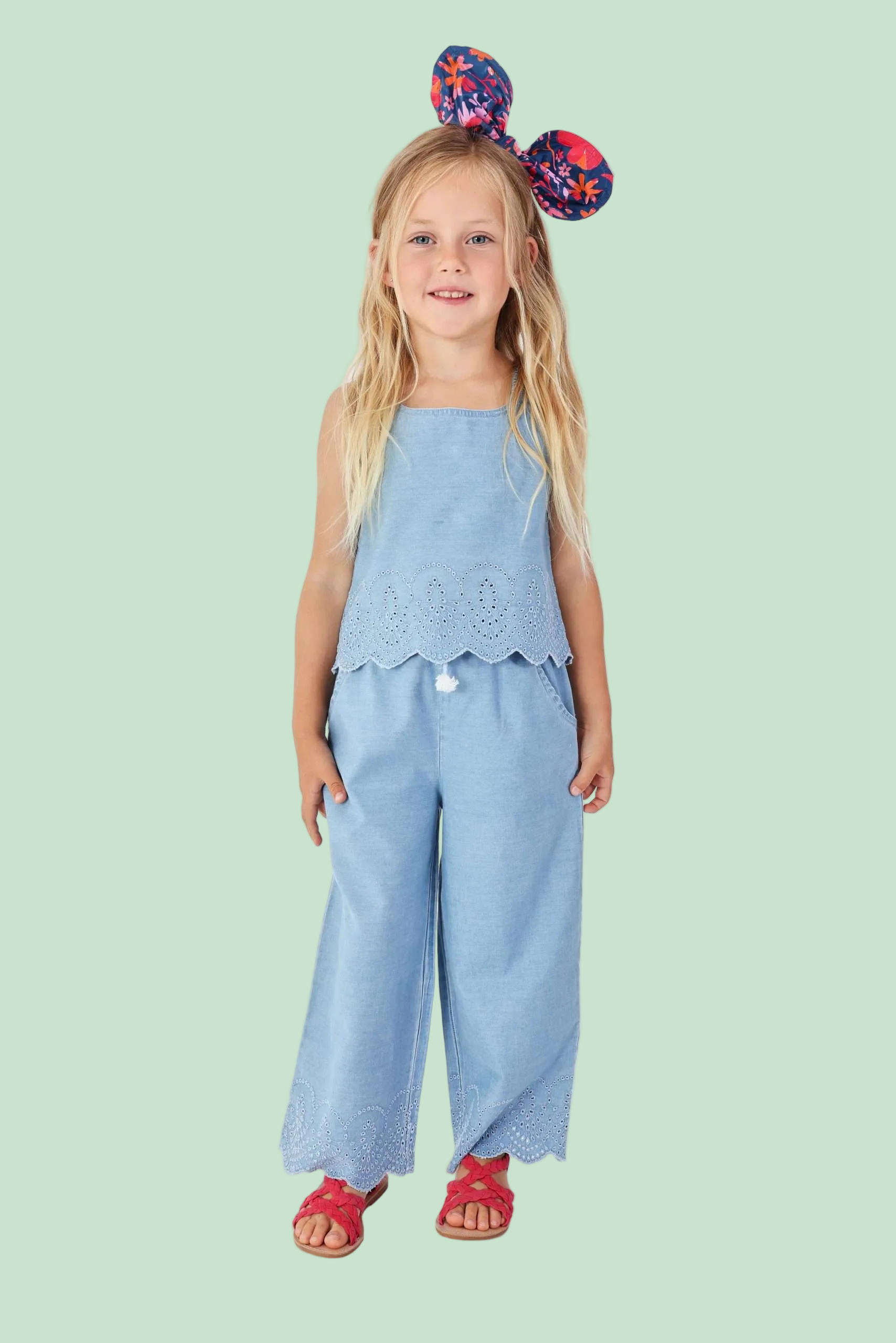 PANTALONI DENIM RICAMO PER RAGAZZA -BCI