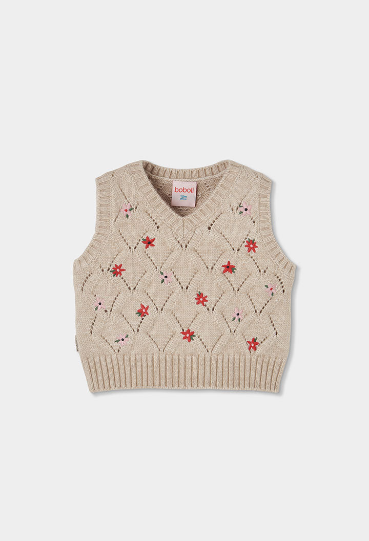 Gilet Maglia Bambina Crema Boboli