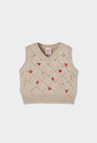 Gilet Maglia Bambina Crema Boboli