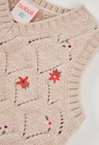 Gilet Maglia Bambina Crema Boboli