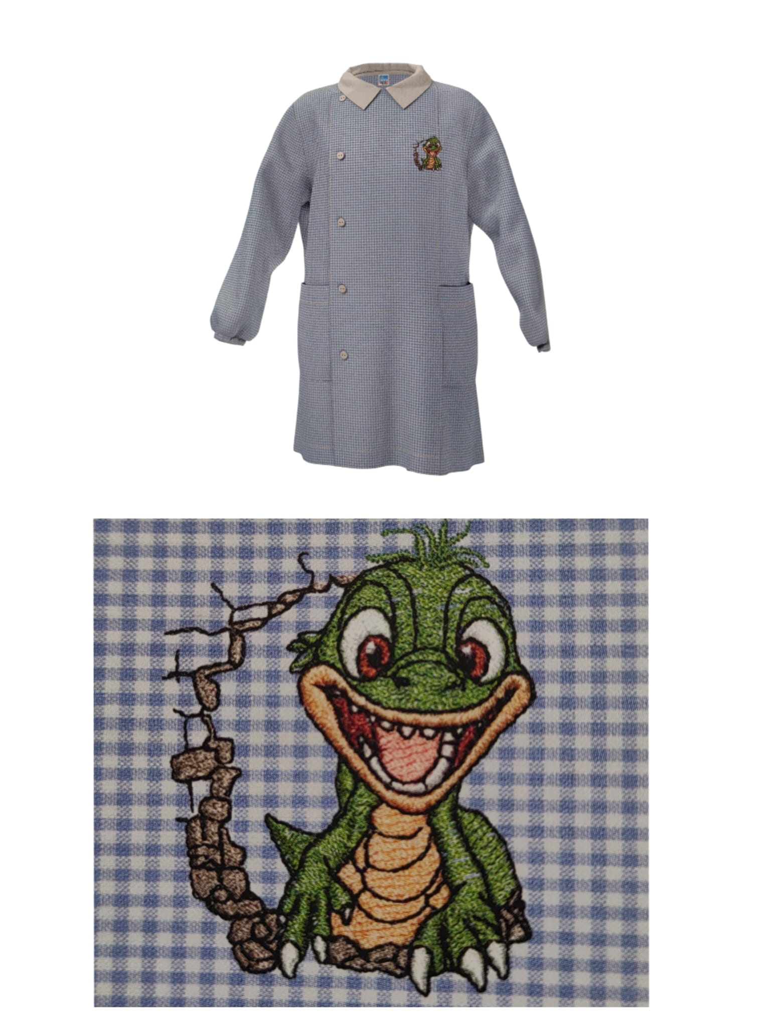 GREMBIULE BOTTONI ASILO MASCHIO DINOSAURO