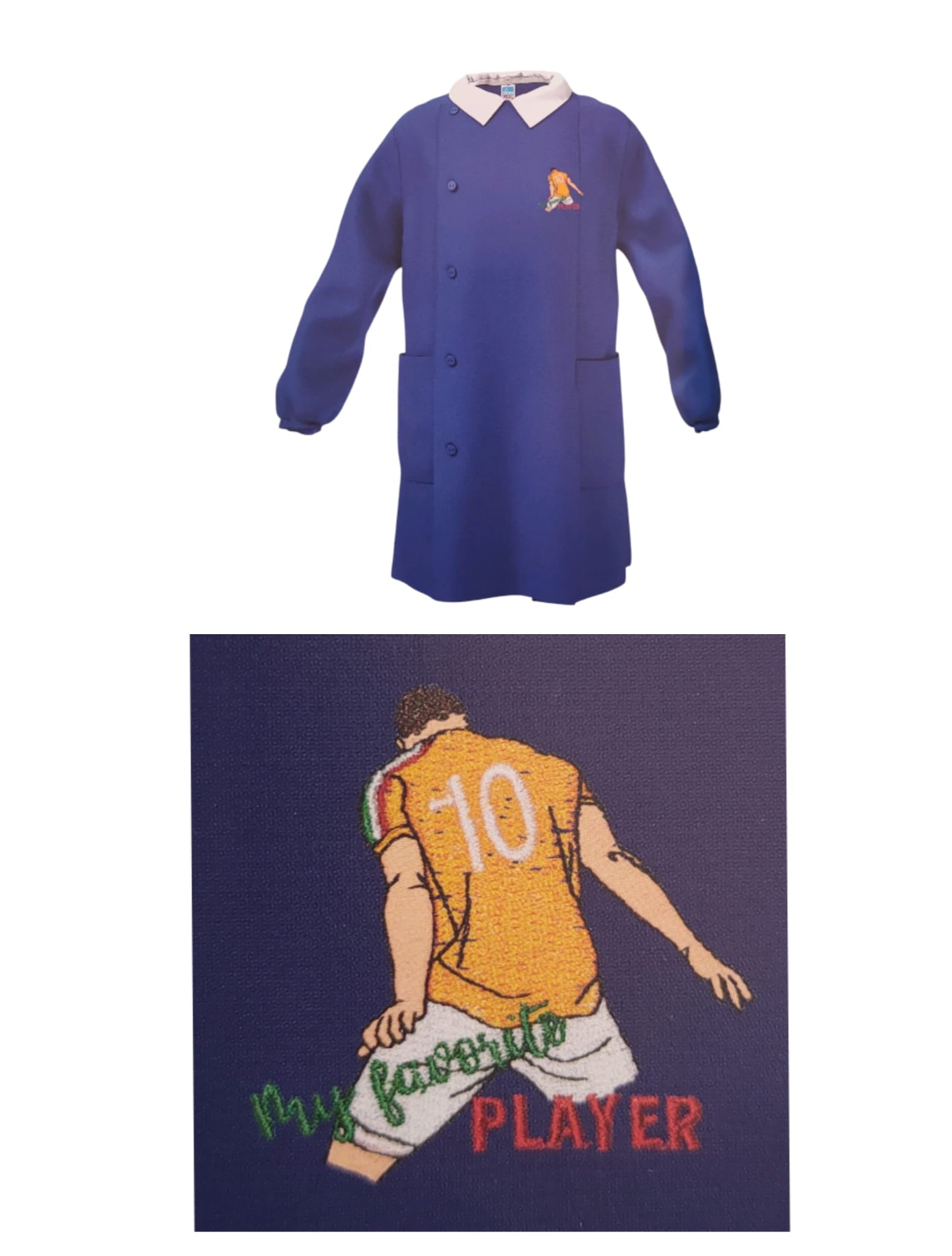 GREMBIULE BOTTONI SCUOLA MASCHIO CALCIATORE PLAYER 10