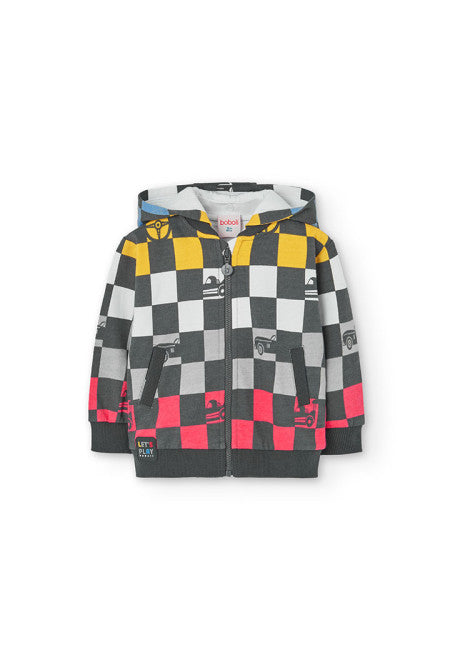 Giacca in felpa per neonato con stampa a tema corseGiacca felpata stampato per neonati -BCI