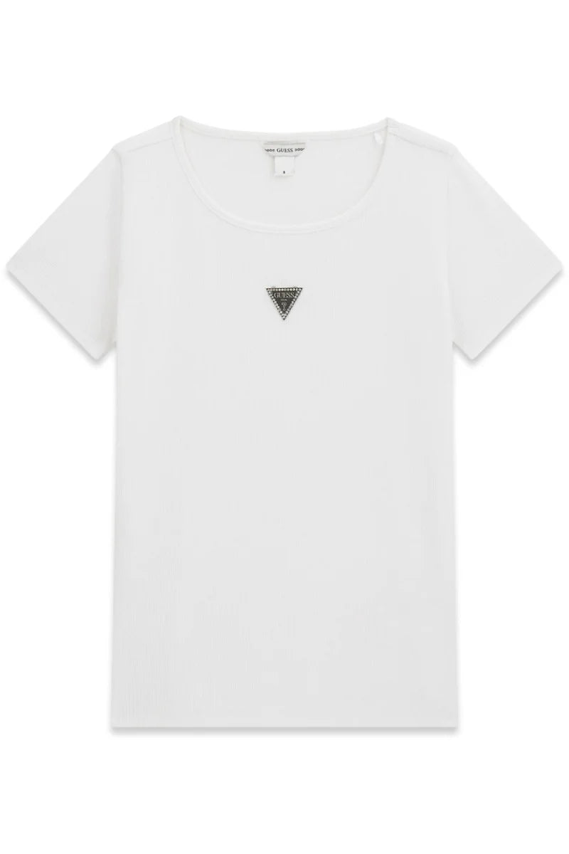 T-shirt a Manica Corta con Logo Guess a Costine - Bambina