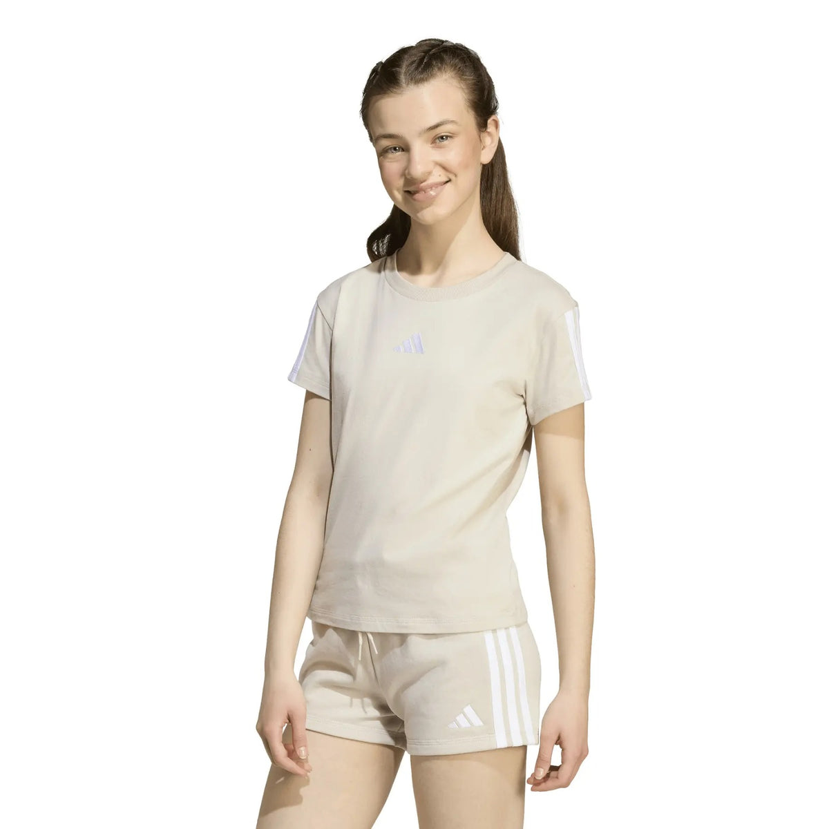 T-shirt Bambini e Ragazzi Logo Centrale Beige Adidas