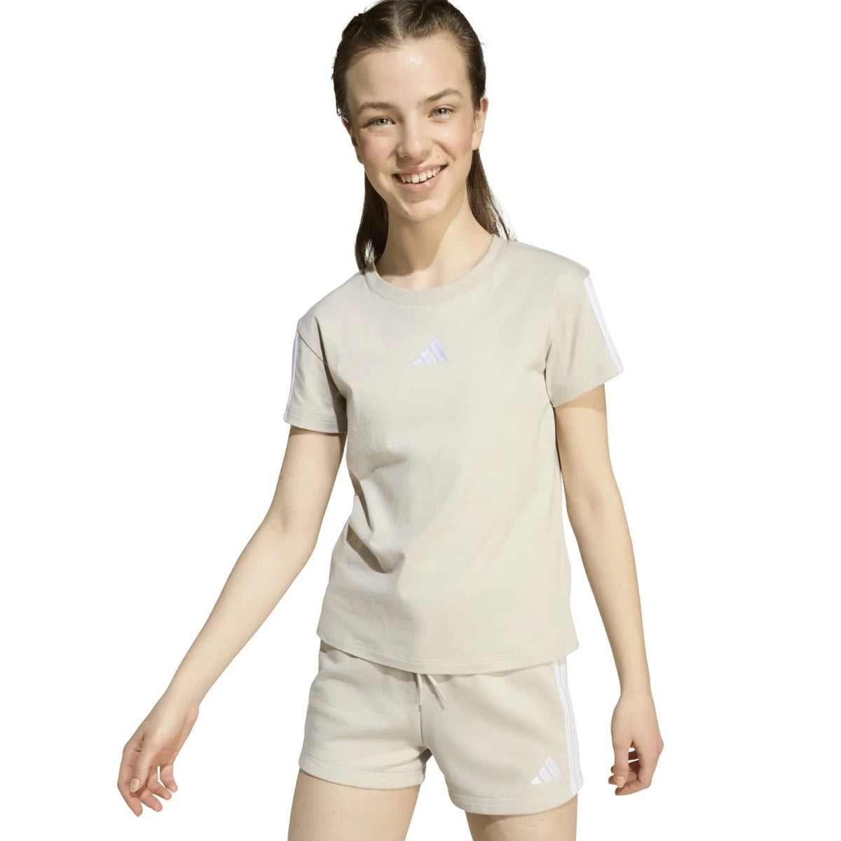 T-shirt Bambini e Ragazzi Logo Centrale Beige Adidas