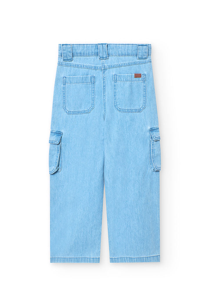 Pantaloni Cargo in Denim per Bambina e Ragazza di Colore Blu Boboli