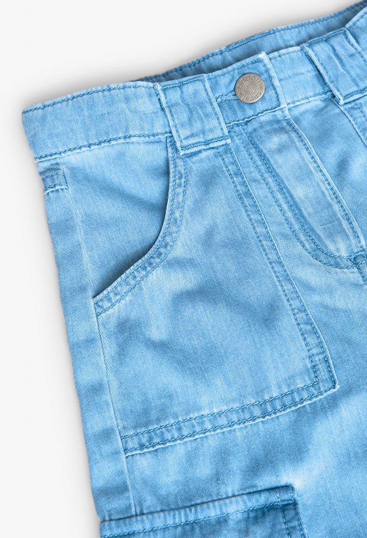 Pantaloni Cargo in Denim per Bambina e Ragazza di Colore Blu Boboli
