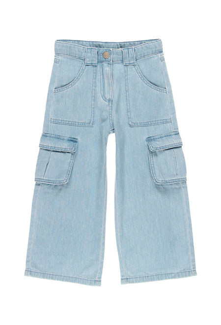 Pantaloni cargo in denim per bambina e ragazza di colore blu