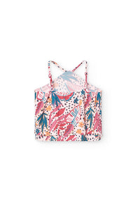 T-shirt e maglie Top in Crêpe per Bambina e Ragazza con Stampa Floreale in Color
