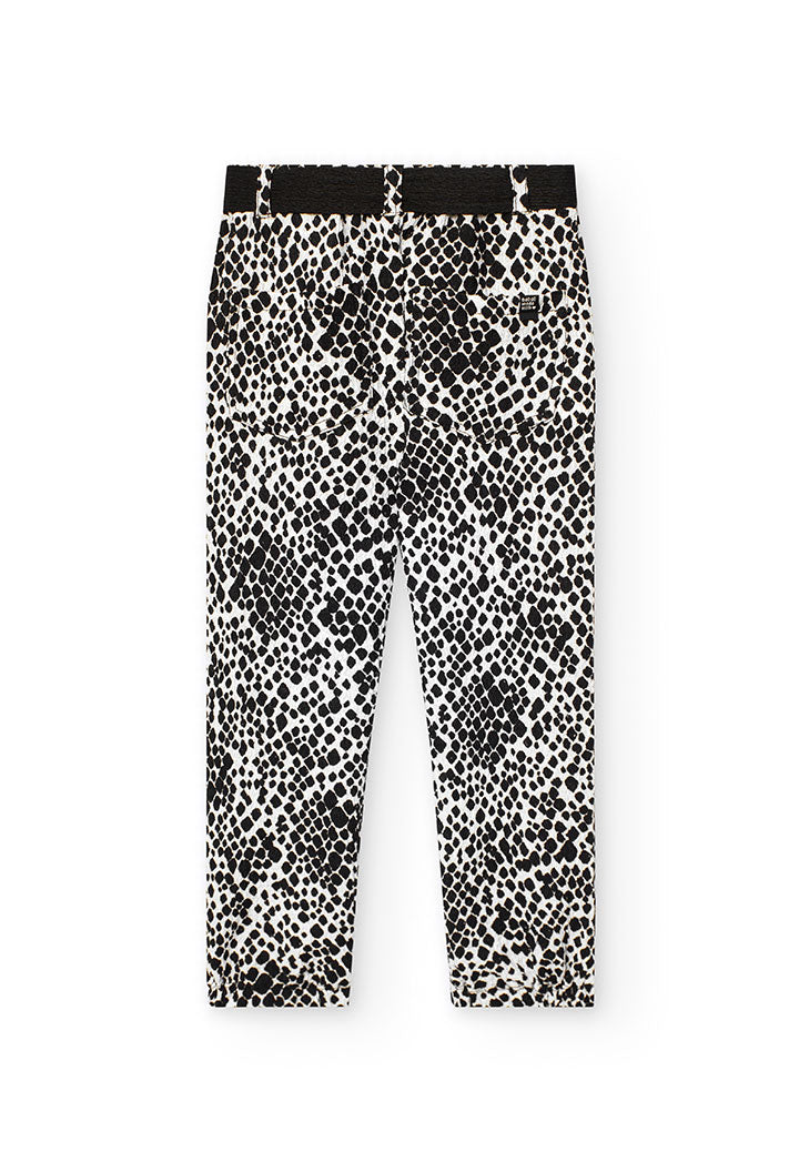 Pantaloni di Maglia per Bambina con Stampa in Bianco e Nero Boboli