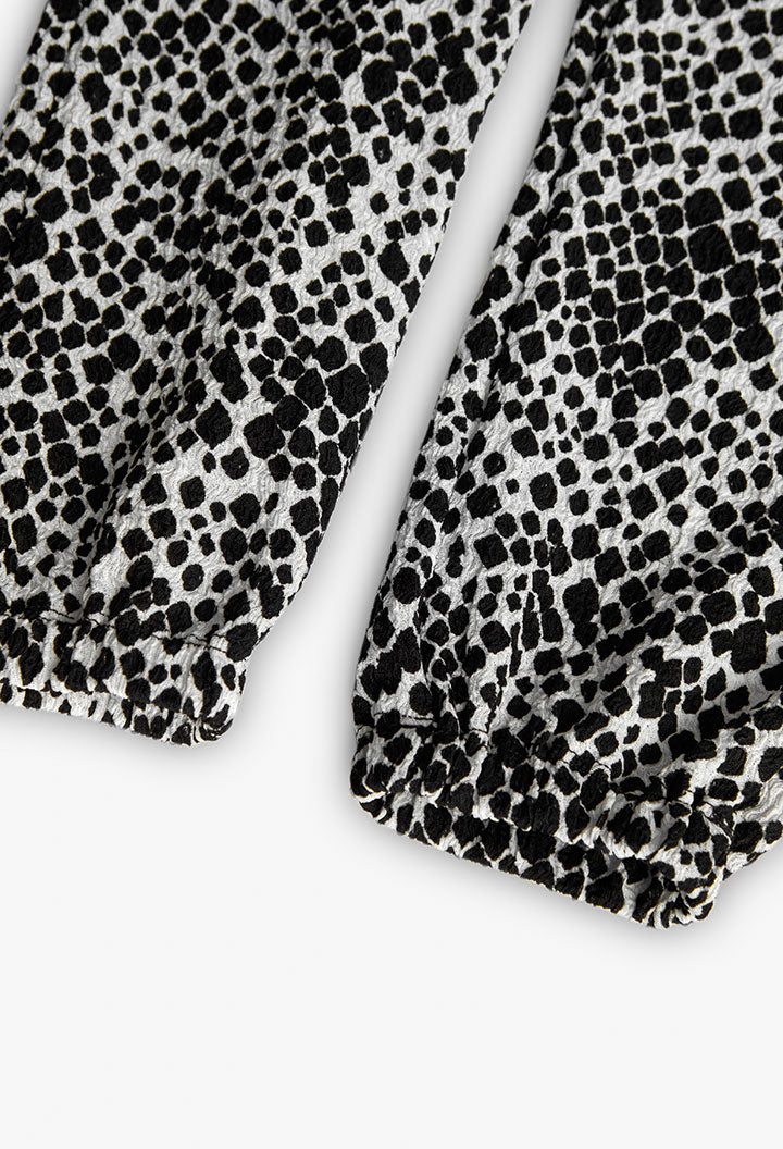 Pantaloni di Maglia per Bambina con Stampa in Bianco e Nero Boboli