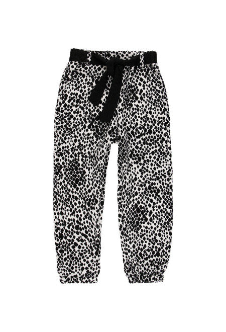Pantaloni di maglia per bambina con stampa in bianco e nero