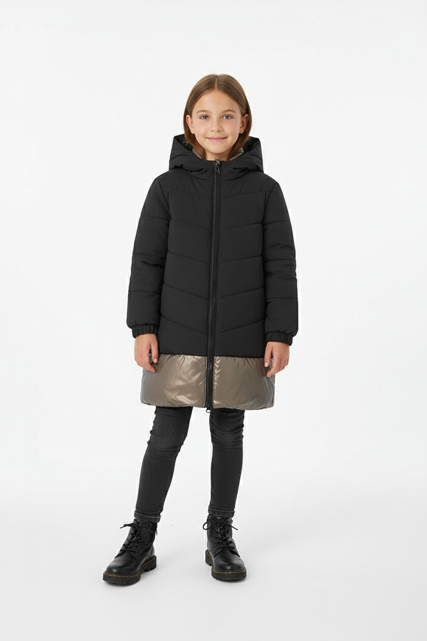 Parka tessuto tecnico combinata per ragazza