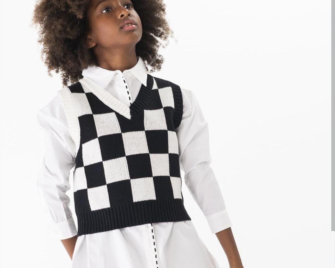 Gilet scacchi ragazza