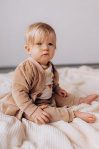 Cardigan Beige con Bottoni Wooly Organic - Neonati
