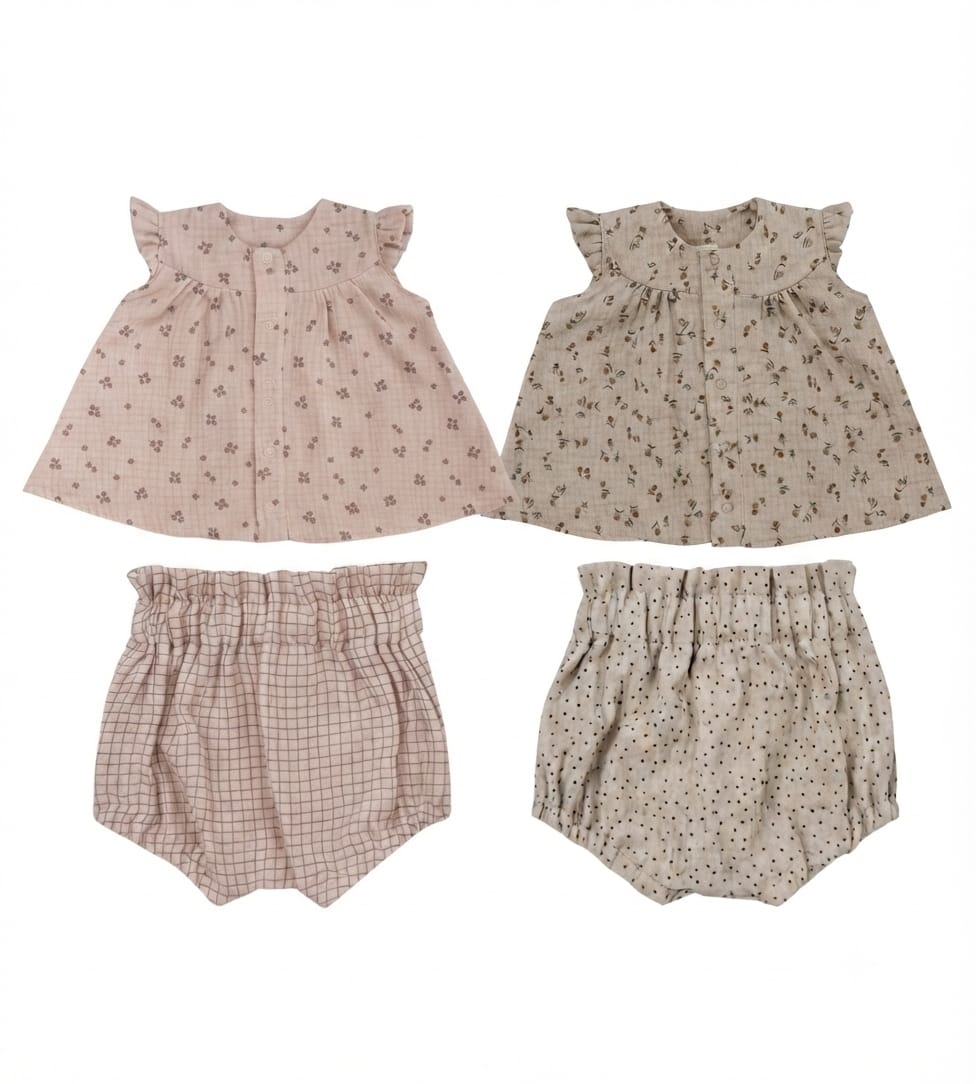 Corredo Nascita Muslin Blouse With Bloomers - Gots Wooly Organic - Neonata
