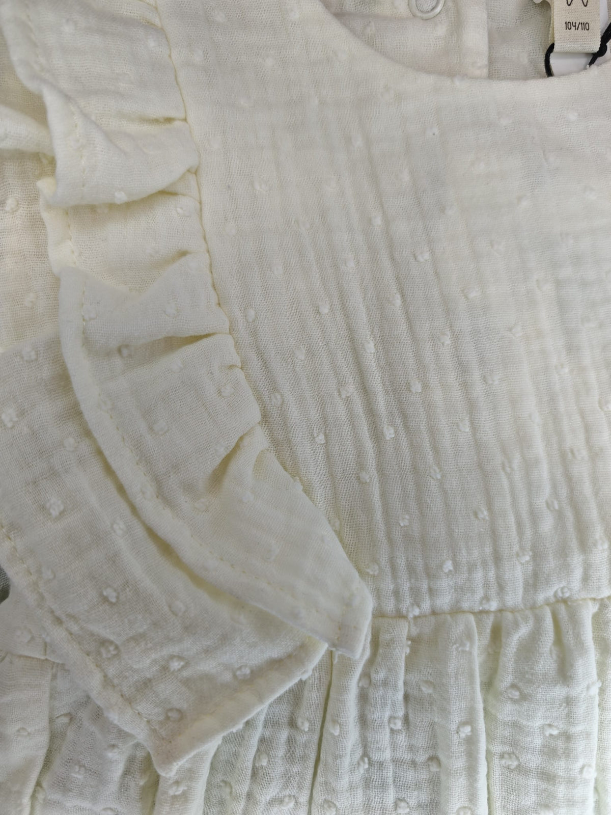 Abiti e vestiti Muslin Plumetis Dress With Ruffles - Gots Wooly Organic - Bambin