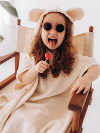 Accessori Poncho/accappatoio per Bambini con Orecchie - Gots 70X70 Wooly Organic