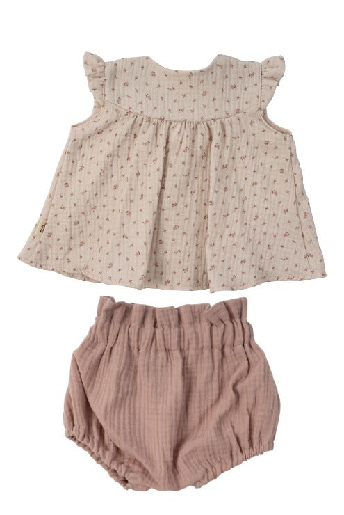 Camicetta in Muslina con Shorts - Gots Wooly Organic - Neonata